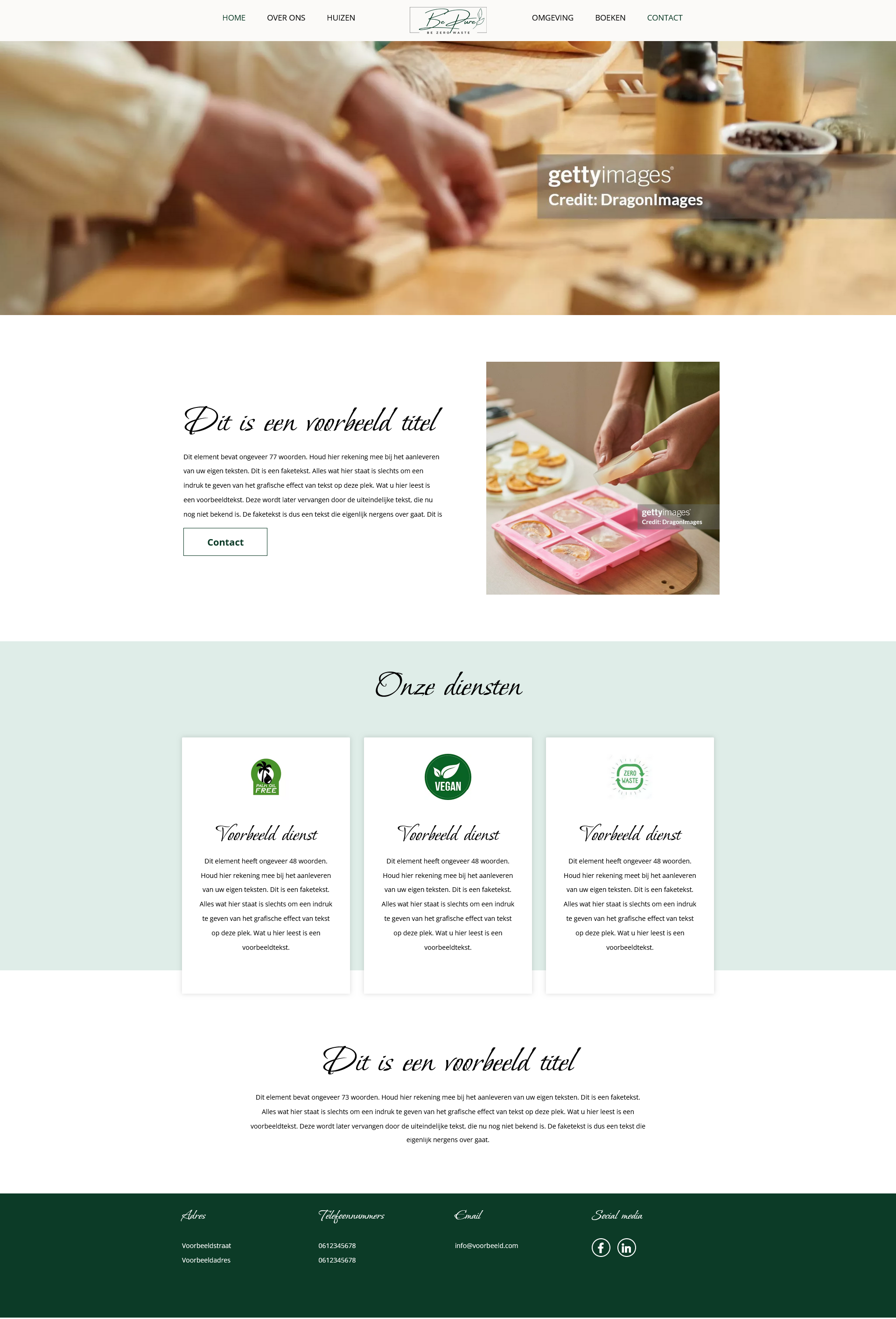 Be Pure Cosmetics internal page screenshot