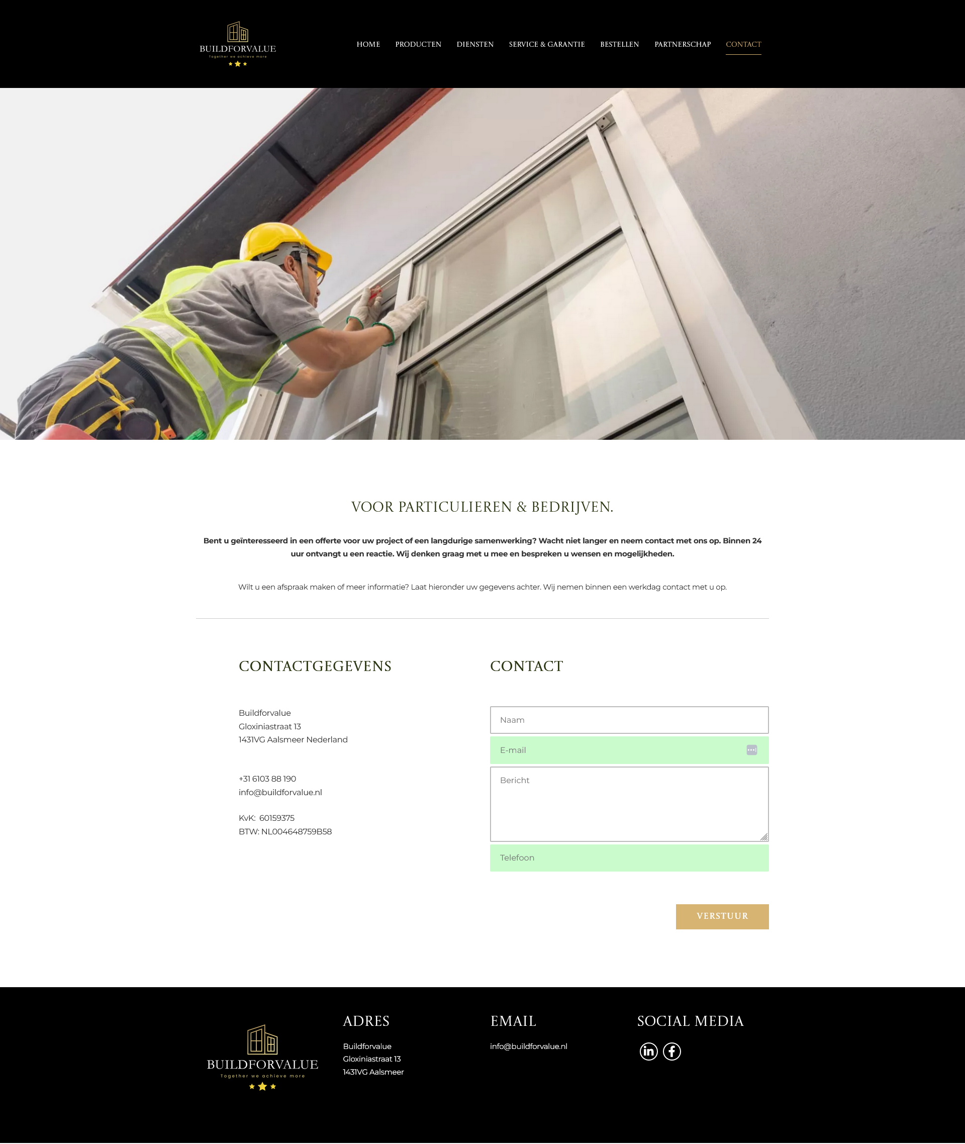 Build for Value contact page screenshot