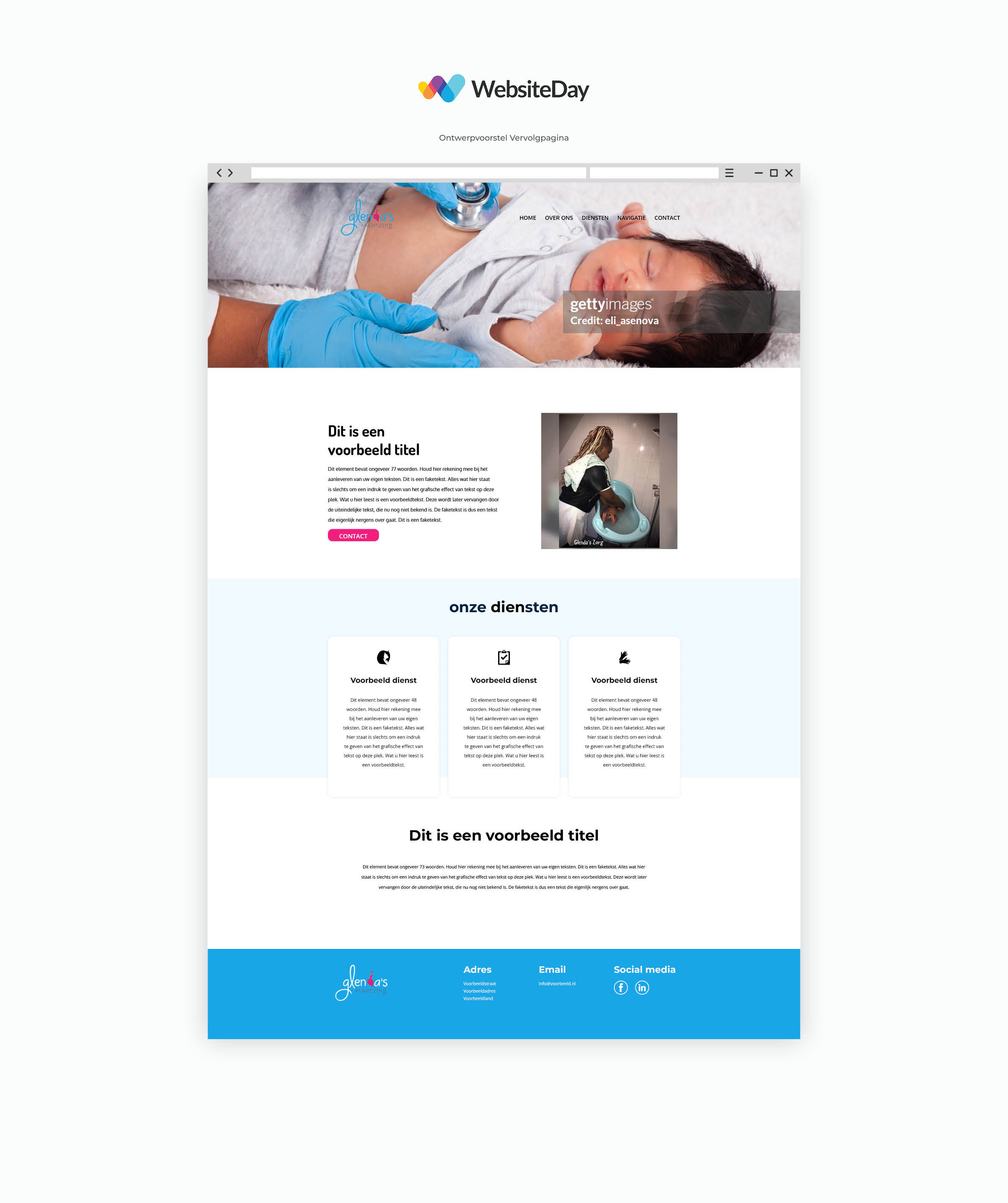 Glenda's Kraamzorg contact page screenshot