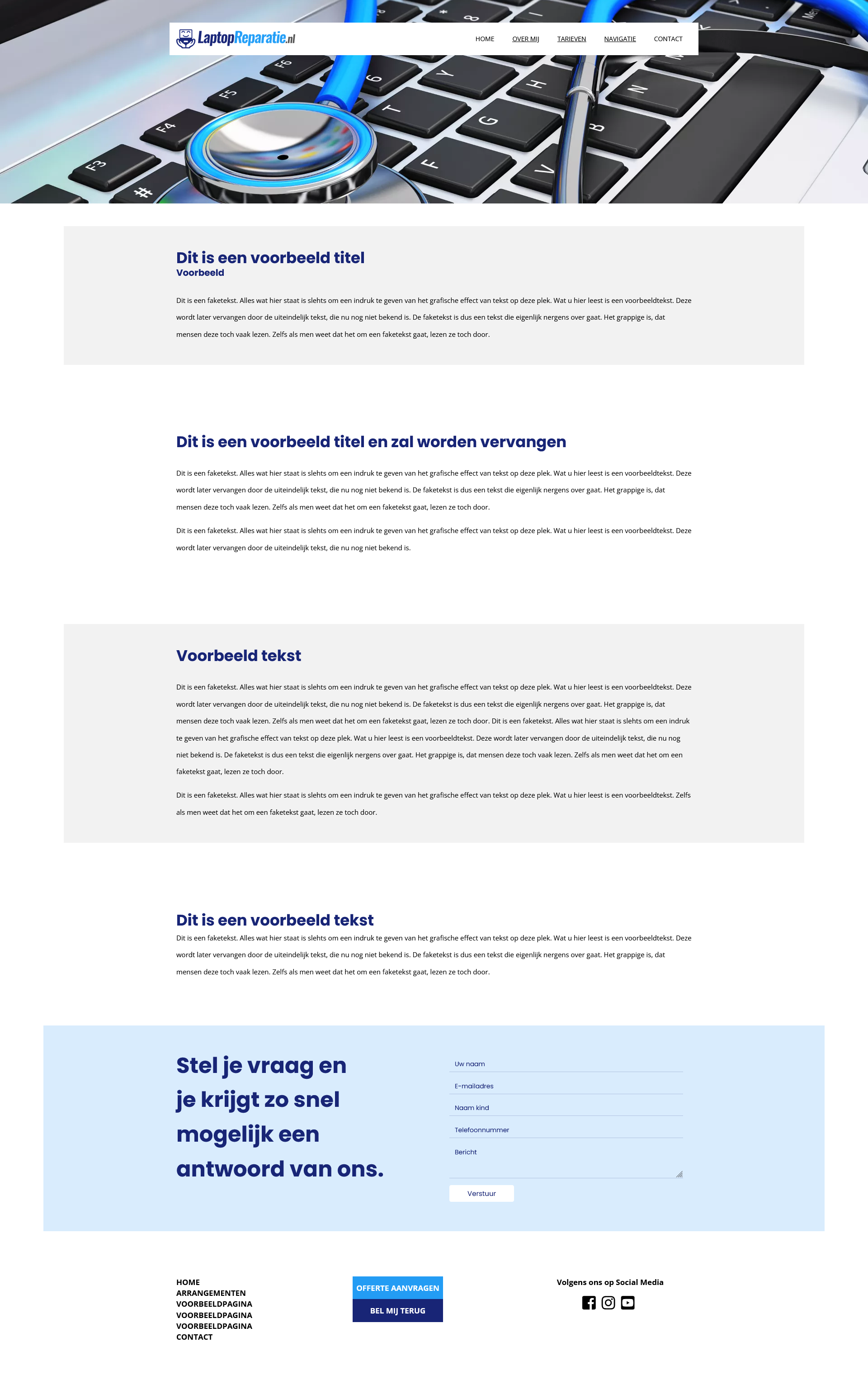 Laptop Reparatie internal page screenshot