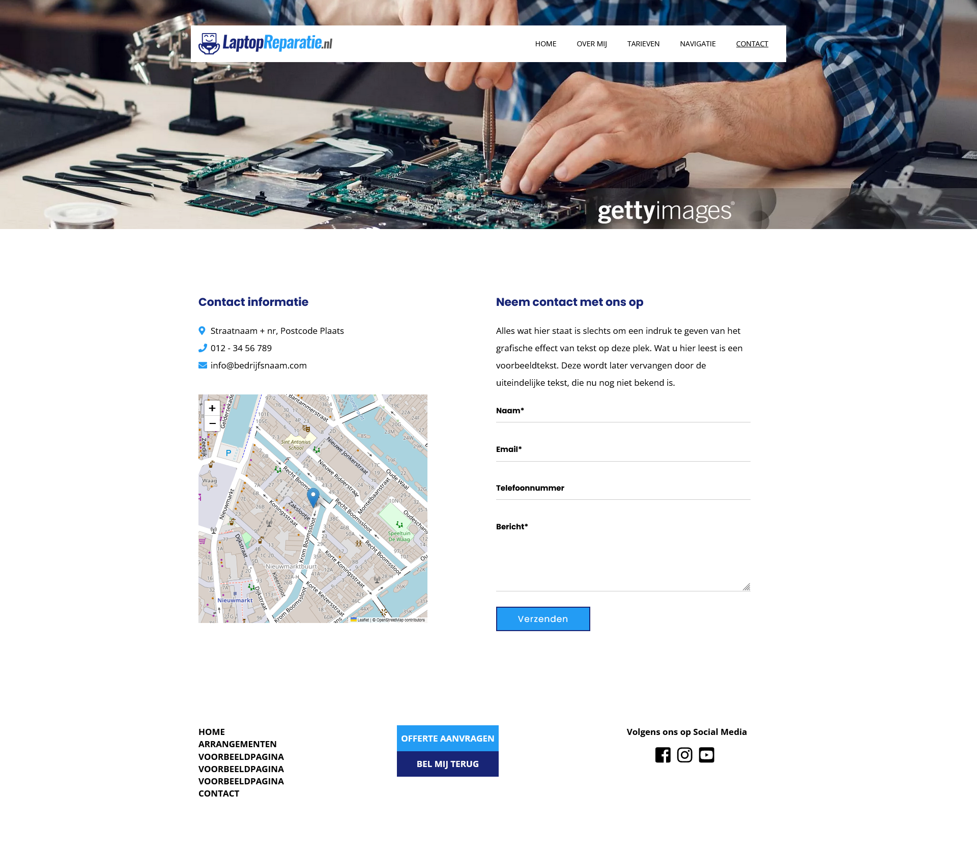 Laptop Reparatie contact page screenshot