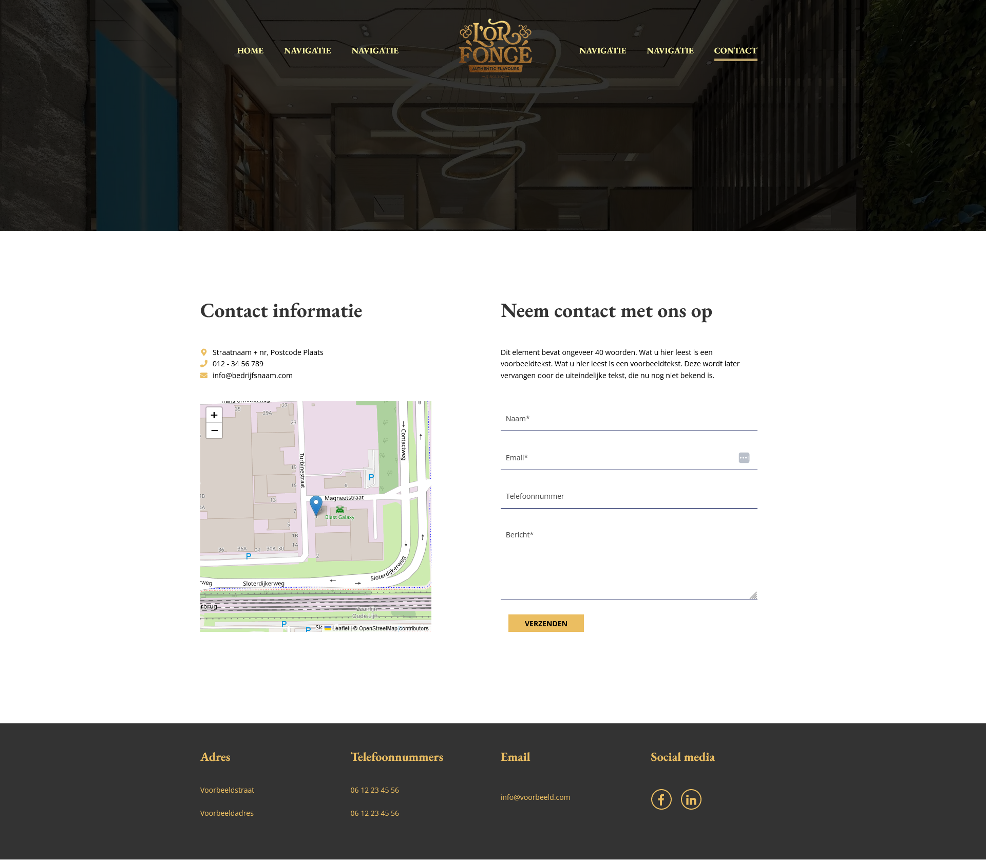 L'ór Foncé contact page screenshot
