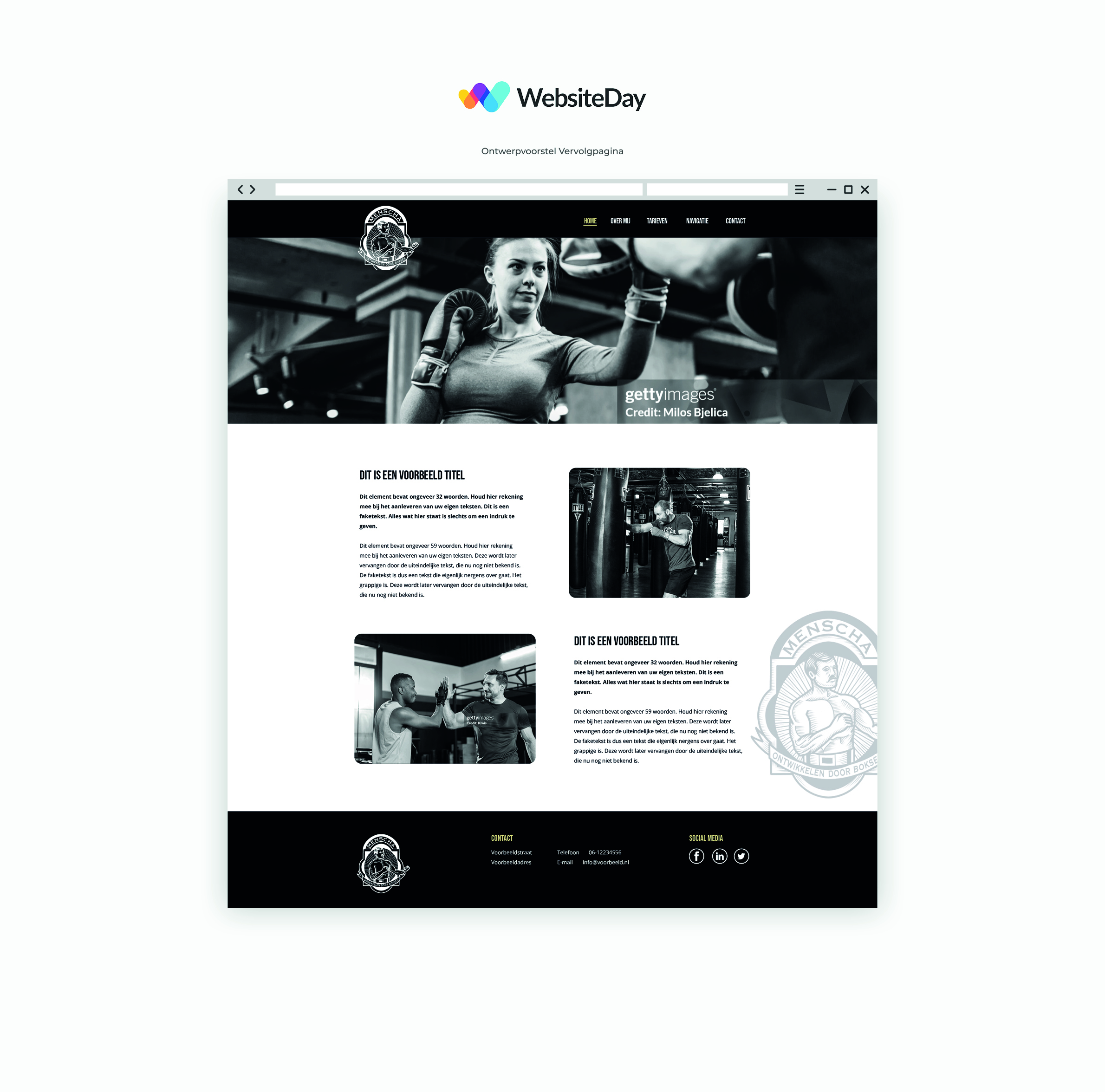 Menscha contact page screenshot