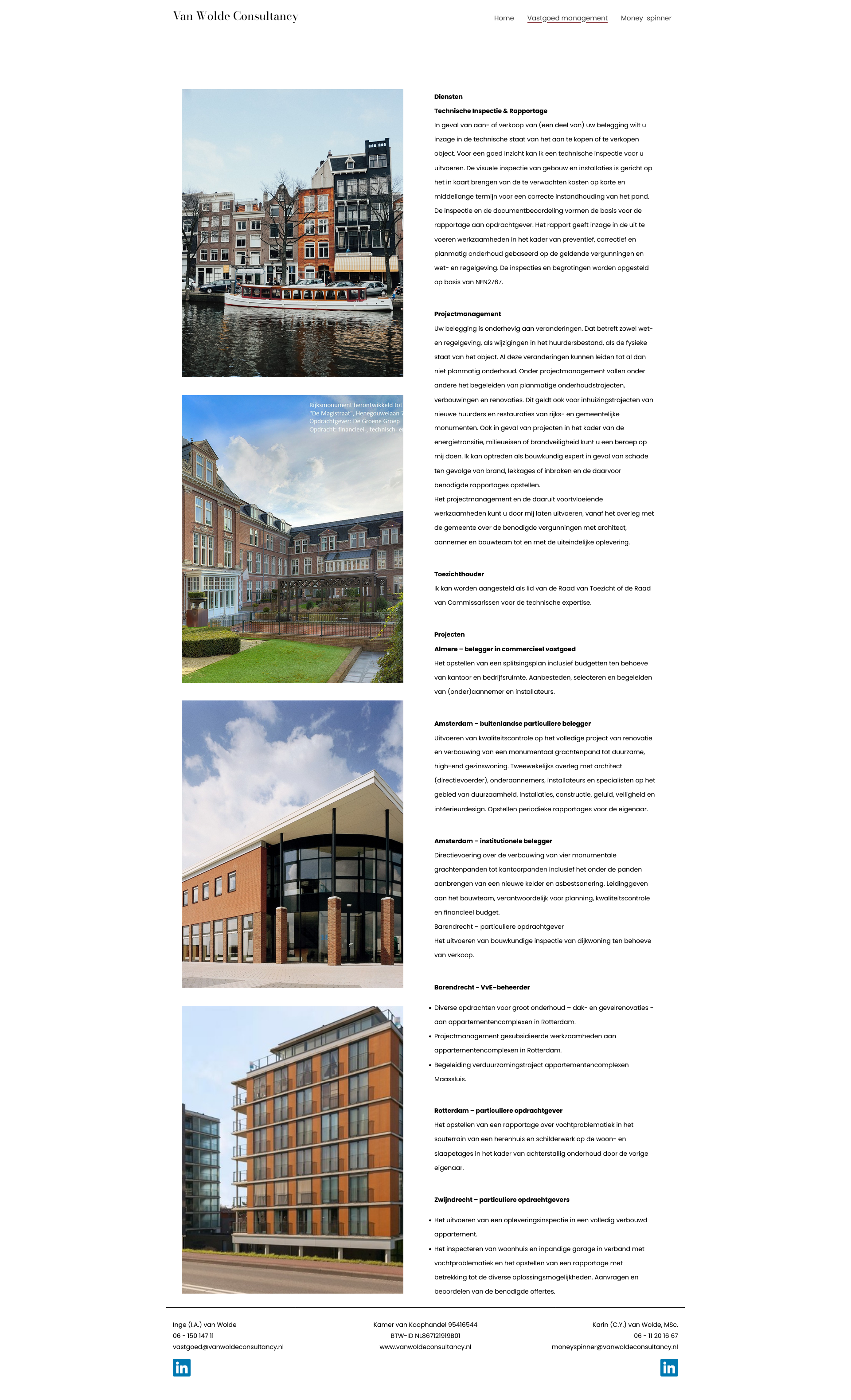 Van Wolde Consultancy internal page screenshot